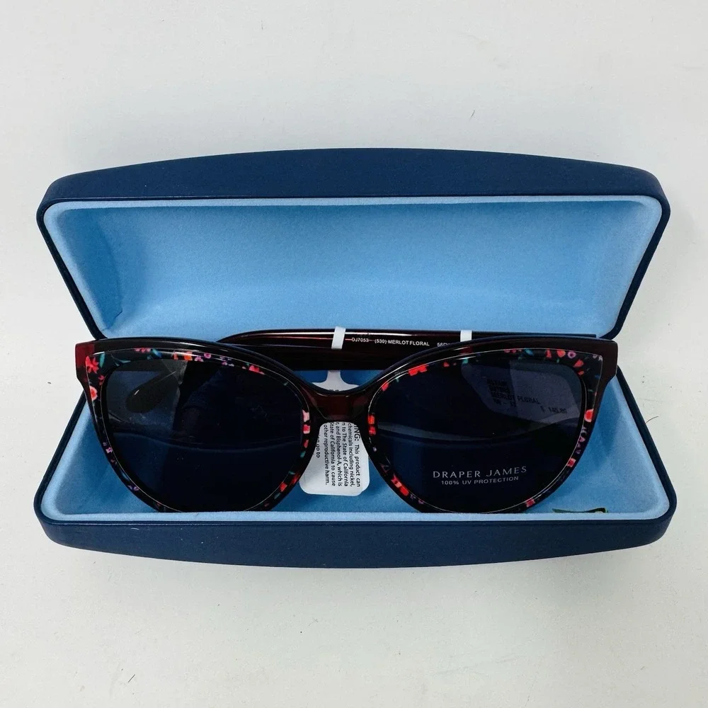 Draper James Red Merlot Floral 56.17.140 Women's Sunglasses Frames UV & Case NEW